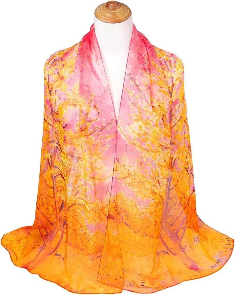 E-Clover Herebuy - Unique Women's Floral Scarves: Chiffon Flowers & Birds Printed Scarf - Image 5